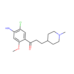 COc1cc(N)c(Cl)cc1C(=O)CCC1CCN(C)CC1 ZINC000026497171