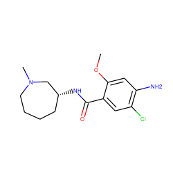 COc1cc(N)c(Cl)cc1C(=O)N[C@@H]1CCCCN(C)C1 ZINC000027707367