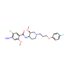 COc1cc(N)c(Cl)cc1C(=O)N[C@@H]1CCN(CCCOc2ccc(F)cc2)C[C@@H]1OC ZINC000003775140