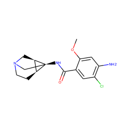 COc1cc(N)c(Cl)cc1C(=O)N[C@]12CN3CC[C@H]1[C@H]2C3 ZINC000254193988