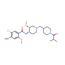 COc1cc(N)c(Cl)cc1C(=O)N[C@H]1CCN(CC2CCN(C(=O)C(C)C)CC2)C[C@H]1OC ZINC000140881847