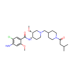 COc1cc(N)c(Cl)cc1C(=O)N[C@H]1CCN(CC2CCN(C(=O)CC(C)C)CC2)C[C@H]1OC ZINC000168869473