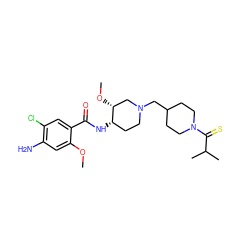 COc1cc(N)c(Cl)cc1C(=O)N[C@H]1CCN(CC2CCN(C(=S)C(C)C)CC2)C[C@H]1OC ZINC000168946512