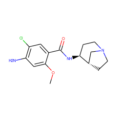 COc1cc(N)c(Cl)cc1C(=O)N[C@H]1CCN2CC[C@H]1C2 ZINC000058522899