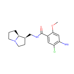 COc1cc(N)c(Cl)cc1C(=O)NC[C@H]1CCN2CCC[C@@H]12 ZINC000000004909