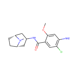 COc1cc(N)c(Cl)cc1C(=O)NC1C[C@@H]2CC[C@H](C1)N2C ZINC000013493298