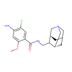 COc1cc(N)c(Cl)cc1C(=O)NCC1[C@H]2CC3C[C@H]1CN(C3)C2 ZINC000101022746