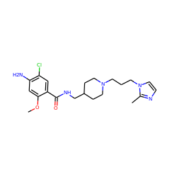 COc1cc(N)c(Cl)cc1C(=O)NCC1CCN(CCCn2ccnc2C)CC1 ZINC000114463303