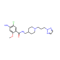 COc1cc(N)c(Cl)cc1C(=O)NCC1CCN(CCCn2nccn2)CC1 ZINC000114463154