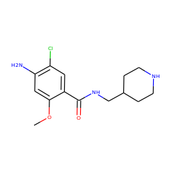 COc1cc(N)c(Cl)cc1C(=O)NCC1CCNCC1 ZINC000033967579