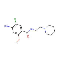 COc1cc(N)c(Cl)cc1C(=O)NCCN1CCCCC1 ZINC000003634684