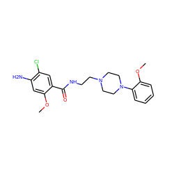 COc1cc(N)c(Cl)cc1C(=O)NCCN1CCN(c2ccccc2OC)CC1 ZINC000028762199