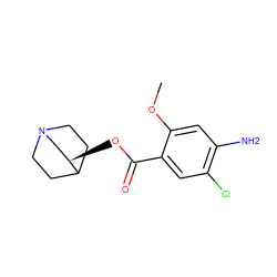 COc1cc(N)c(Cl)cc1C(=O)O[C@@H]1CN2CCC1CC2 ZINC000013761086