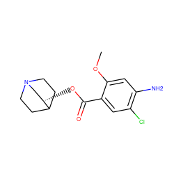 COc1cc(N)c(Cl)cc1C(=O)O[C@H]1CN2CCC1CC2 ZINC000013761085