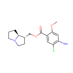 COc1cc(N)c(Cl)cc1C(=O)OC[C@@H]1CCN2CCC[C@@H]12 ZINC000013681090