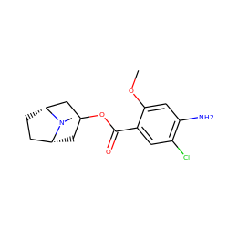 COc1cc(N)c(Cl)cc1C(=O)OC1C[C@@H]2CC[C@H](C1)N2C ZINC000013761087