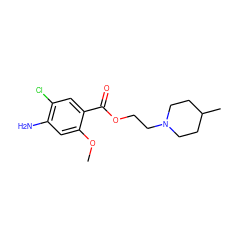 COc1cc(N)c(Cl)cc1C(=O)OCCN1CCC(C)CC1 ZINC000013761059