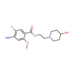 COc1cc(N)c(Cl)cc1C(=O)OCCN1CCC(O)CC1 ZINC000013761069