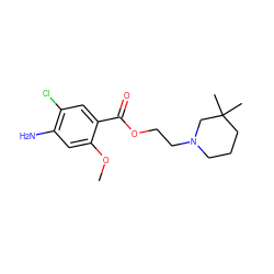 COc1cc(N)c(Cl)cc1C(=O)OCCN1CCCC(C)(C)C1 ZINC000013761068