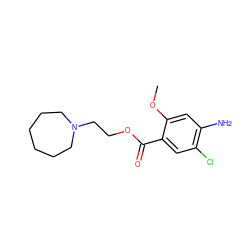 COc1cc(N)c(Cl)cc1C(=O)OCCN1CCCCCC1 ZINC000013761078