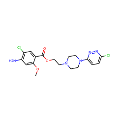 COc1cc(N)c(Cl)cc1C(=O)OCCN1CCN(c2ccc(Cl)nn2)CC1 ZINC000013813972