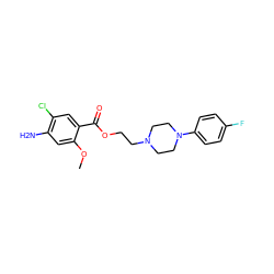 COc1cc(N)c(Cl)cc1C(=O)OCCN1CCN(c2ccc(F)cc2)CC1 ZINC000013813919