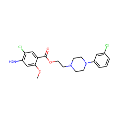 COc1cc(N)c(Cl)cc1C(=O)OCCN1CCN(c2cccc(Cl)c2)CC1 ZINC000013813901