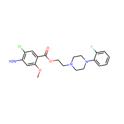 COc1cc(N)c(Cl)cc1C(=O)OCCN1CCN(c2ccccc2F)CC1 ZINC000013813923