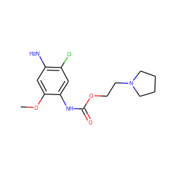 COc1cc(N)c(Cl)cc1NC(=O)OCCN1CCCC1 ZINC000013762231