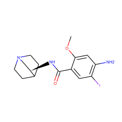 COc1cc(N)c(I)cc1C(=O)N[C@@H]1CN2CCC1CC2 ZINC000026649415