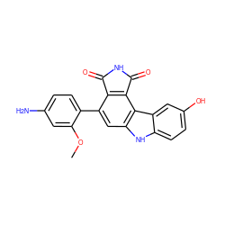 COc1cc(N)ccc1-c1cc2[nH]c3ccc(O)cc3c2c2c1C(=O)NC2=O ZINC000034804027