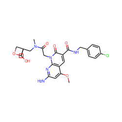 COc1cc(N)nc2c1cc(C(=O)NCc1ccc(Cl)cc1)c(=O)n2CC(=O)N(C)CC1(CO)COC1 ZINC000103233880