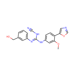 COc1cc(N/C(=N/c2cccc(CO)c2)NC#N)ccc1-c1cnco1 ZINC000013818903