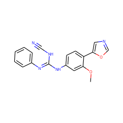 COc1cc(N/C(=N/c2ccccc2)NC#N)ccc1-c1cnco1 ZINC000013534629