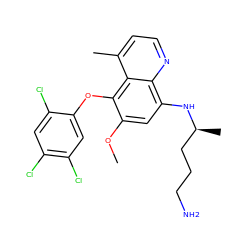 COc1cc(N[C@@H](C)CCCN)c2nccc(C)c2c1Oc1cc(Cl)c(Cl)cc1Cl ZINC000082153277