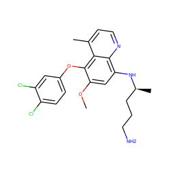 COc1cc(N[C@@H](C)CCCN)c2nccc(C)c2c1Oc1ccc(Cl)c(Cl)c1 ZINC000032024798