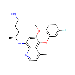 COc1cc(N[C@@H](C)CCCN)c2nccc(C)c2c1Oc1cccc(F)c1 ZINC000073198380