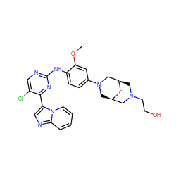 COc1cc(N2C[C@@H]3CN(CCO)C[C@H](C2)O3)ccc1Nc1ncc(Cl)c(-c2cnc3ccccn23)n1 ZINC000072175108