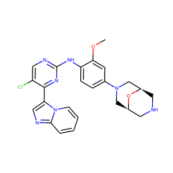 COc1cc(N2C[C@@H]3CNC[C@H](C2)O3)ccc1Nc1ncc(Cl)c(-c2cnc3ccccn23)n1 ZINC000072175107