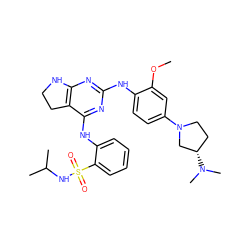 COc1cc(N2CC[C@H](N(C)C)C2)ccc1Nc1nc2c(c(Nc3ccccc3S(=O)(=O)NC(C)C)n1)CCN2 ZINC000221680000