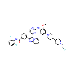 COc1cc(N2CCC(C3CCN(CCF)CC3)CC2)ccc1Nc1nccc(-c2c(-c3cccc(C(=O)Nc4c(F)cccc4F)c3)nc3ccccn23)n1 ZINC000165091729