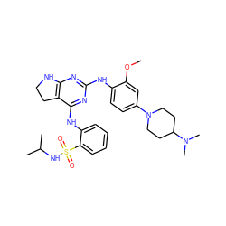 COc1cc(N2CCC(N(C)C)CC2)ccc1Nc1nc2c(c(Nc3ccccc3S(=O)(=O)NC(C)C)n1)CCN2 ZINC000221705960