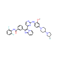 COc1cc(N2CCC(N3CC[C@H](F)C3)CC2)ccc1Nc1nccc(-c2c(-c3cccc(C(=O)Nc4c(F)cccc4F)c3)nc3ccccn23)n1 ZINC000069444506