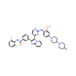 COc1cc(N2CCC(N3CCC(C)CC3)CC2)ccc1Nc1nccc(-c2c(-c3cccc(C(=O)Nc4c(F)cccc4F)c3)nc3ccccn23)n1 ZINC000165061628