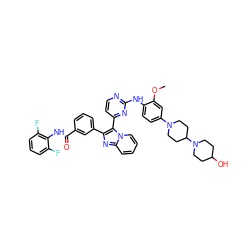 COc1cc(N2CCC(N3CCC(O)CC3)CC2)ccc1Nc1nccc(-c2c(-c3cccc(C(=O)Nc4c(F)cccc4F)c3)nc3ccccn23)n1 ZINC000165076150