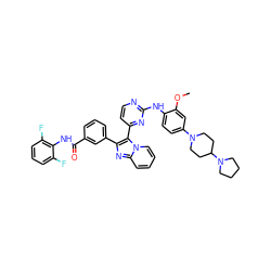 COc1cc(N2CCC(N3CCCC3)CC2)ccc1Nc1nccc(-c2c(-c3cccc(C(=O)Nc4c(F)cccc4F)c3)nc3ccccn23)n1 ZINC000049888983