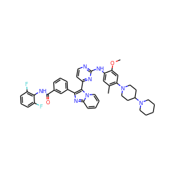 COc1cc(N2CCC(N3CCCCC3)CC2)c(C)cc1Nc1nccc(-c2c(-c3cccc(C(=O)Nc4c(F)cccc4F)c3)nc3ccccn23)n1 ZINC000165079258