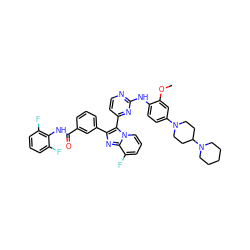 COc1cc(N2CCC(N3CCCCC3)CC2)ccc1Nc1nccc(-c2c(-c3cccc(C(=O)Nc4c(F)cccc4F)c3)nc3c(F)cccn23)n1 ZINC000165086101