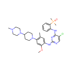 COc1cc(N2CCC(N3CCN(C)CC3)CC2)c(C)cc1Nc1ncc(Cl)c(Nc2ccccc2P(C)(C)=O)n1 ZINC000148761432