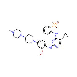 COc1cc(N2CCC(N3CCN(C)CC3)CC2)ccc1Nc1ncc(C2CC2)c(Nc2ccccc2P(C)(C)=O)n1 ZINC000148775213